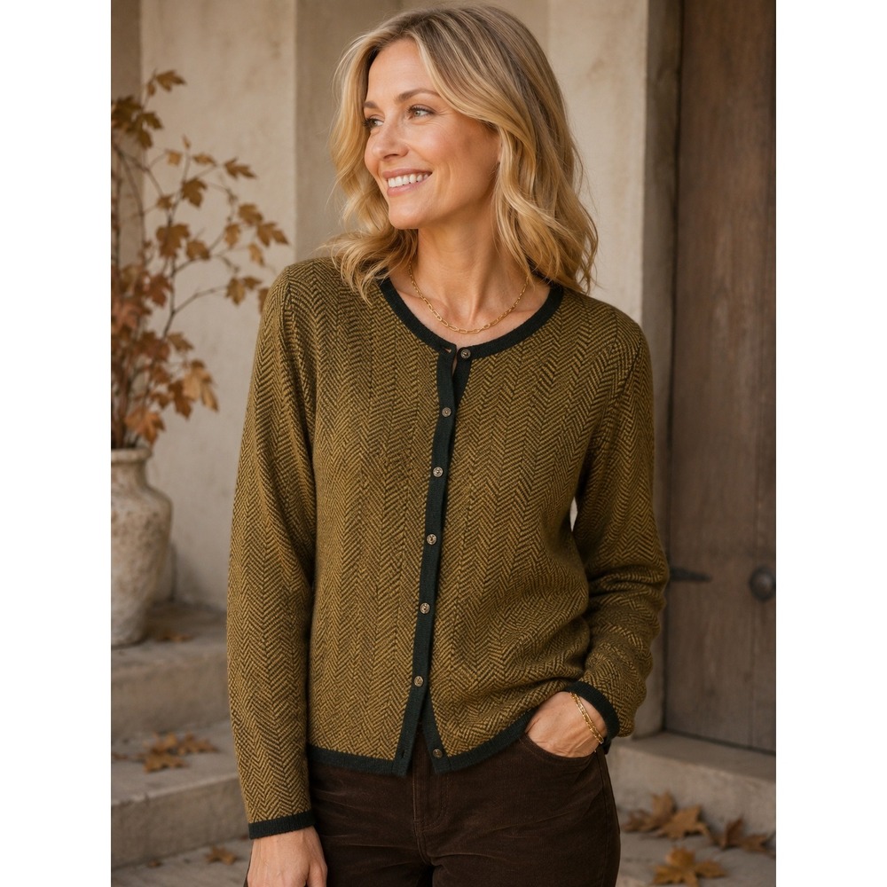Vintage Talbots Herringbone Cardigan Sweater  Button Front Cottagecore